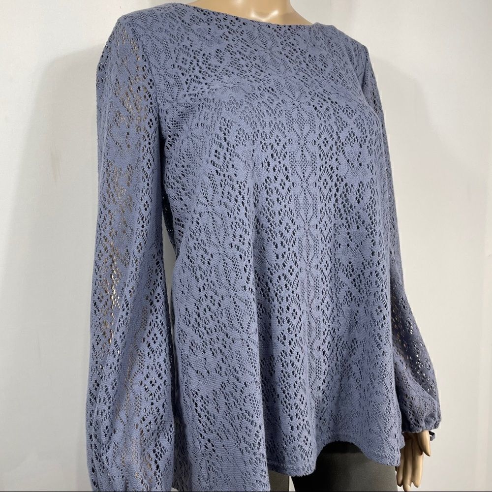 LC Lauren Conrad Blue Long Sleeve Blouse - Picture 9 of 12